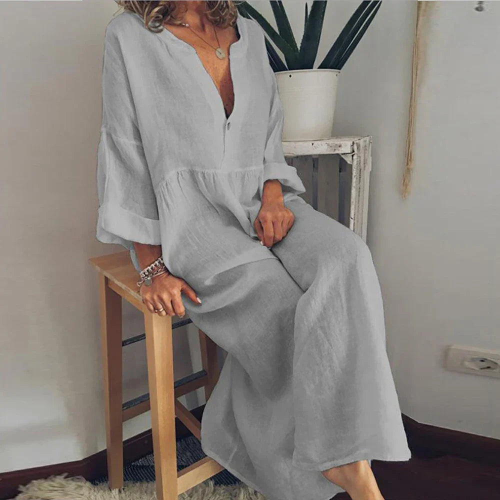 Cotton Linen Oversized Long Dress for Women Clothing