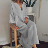 Cotton Linen Oversized Long Dress for Women Clothing