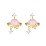 New Ins Pink Heart Zircon Stud Earring For