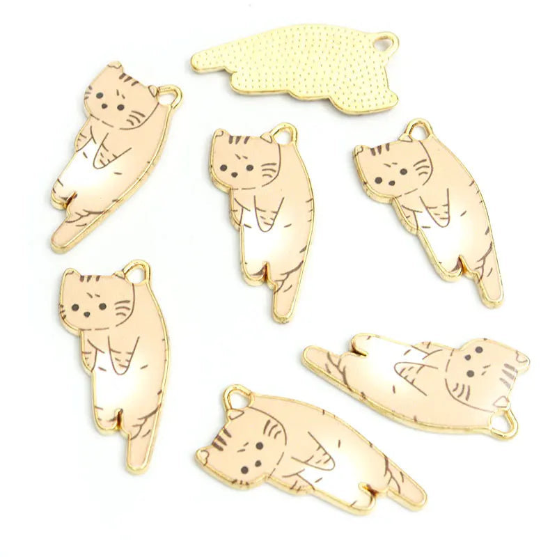 10pcs Kawaii Pet Kitten Enamel Charms for DIY