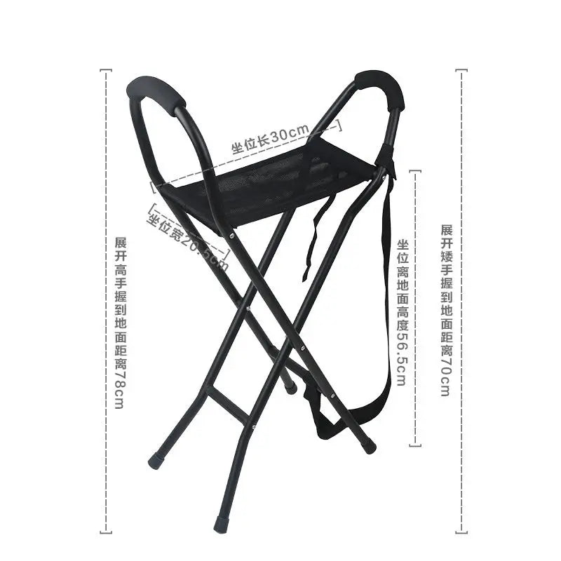 Foldable Elderly Crutch Seat Stool Lightweight Aluminum Alloy