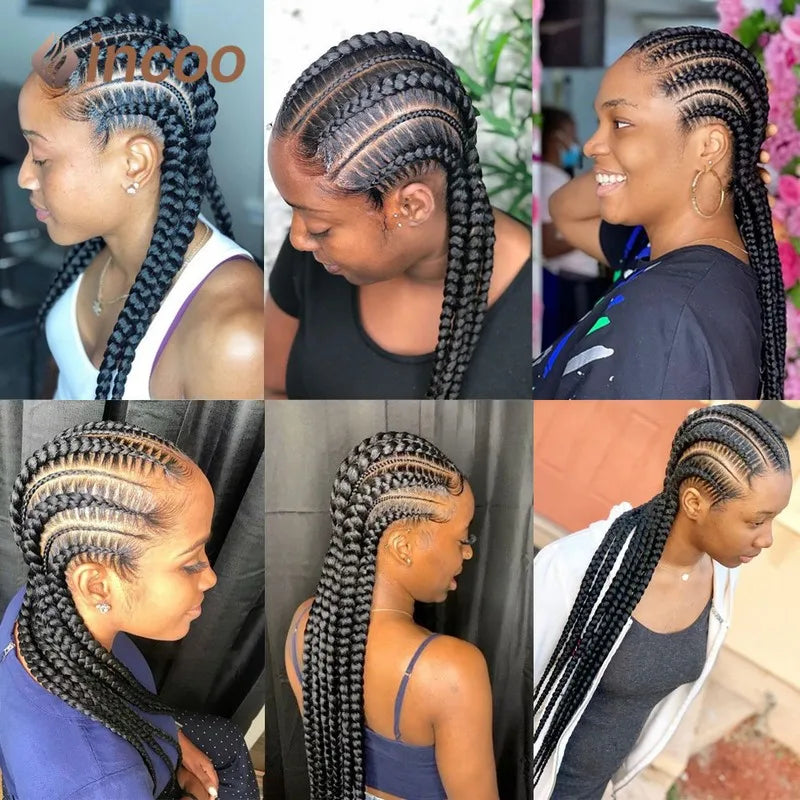 36" Full Lace Frontal Wigs For Women Cornrow