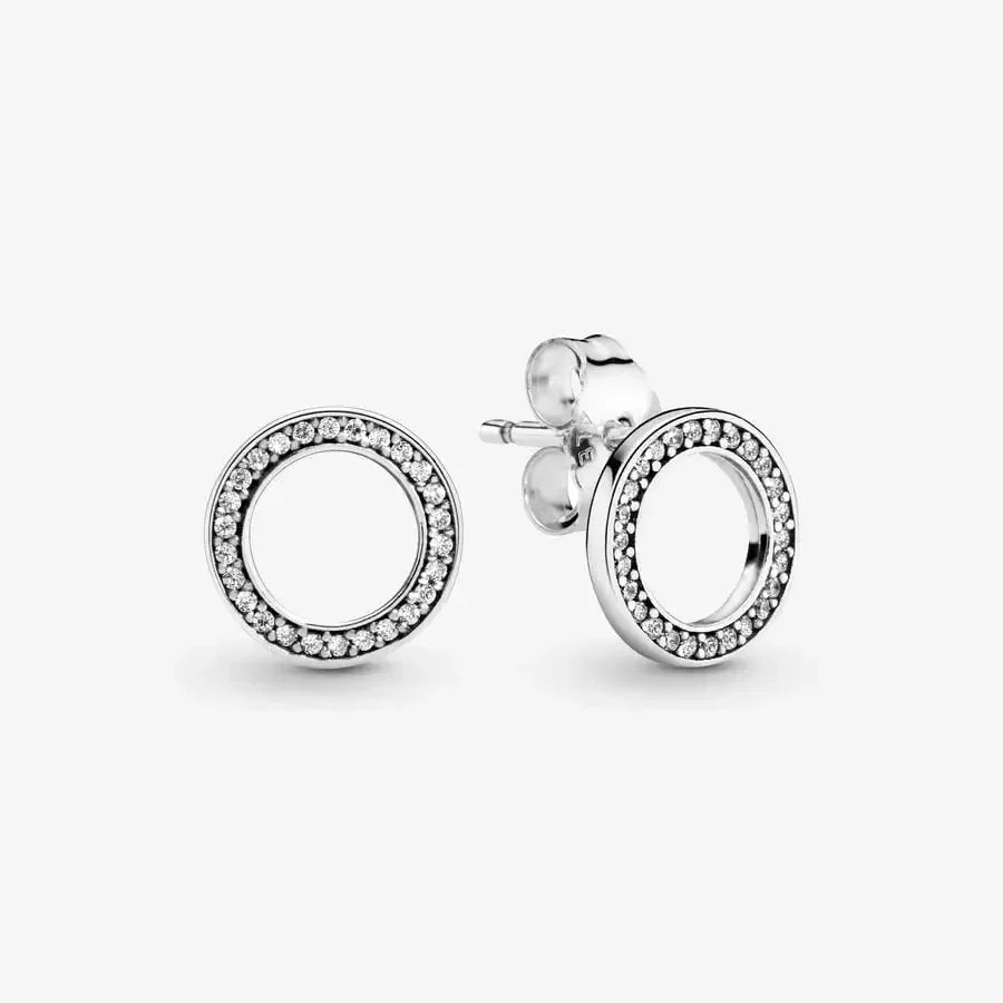 New 925 Sterling Silver Earring Pave Moments Heart
