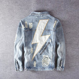 Streetwear Fashion Men Jackets Retro Blue Flash Patch