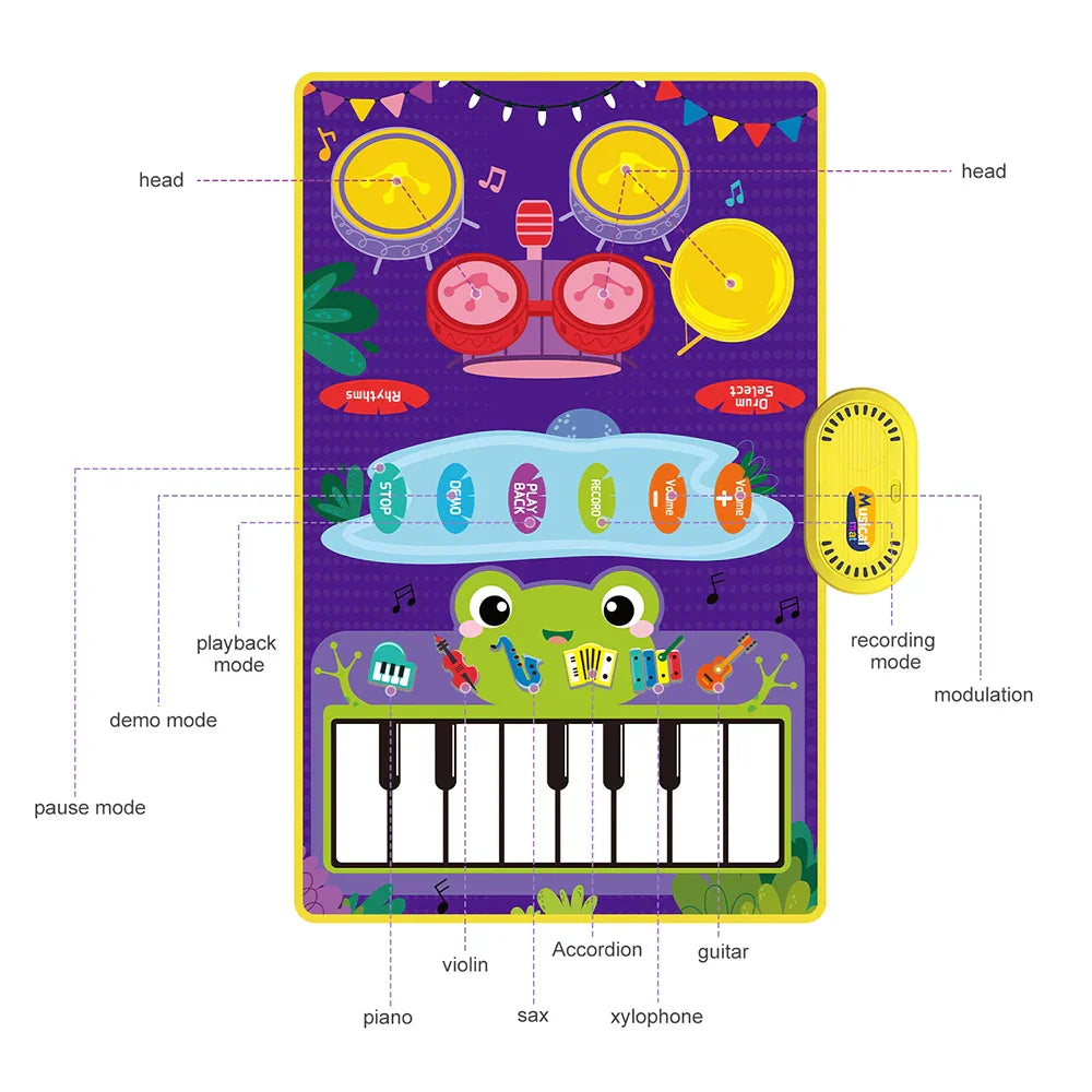 2 In 1 Baby Musical Instrument Piano Keyboard