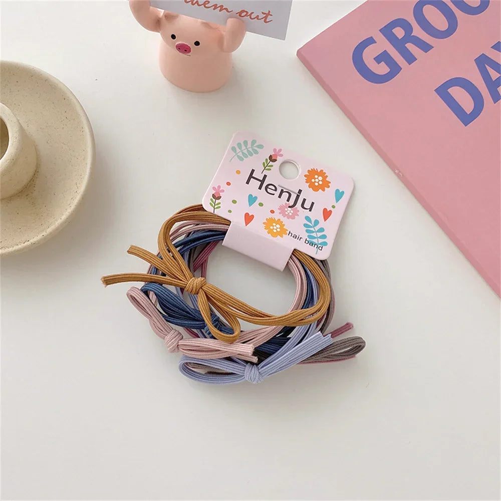 6pcs Pack Ins Style Simple Candy Color Elastic