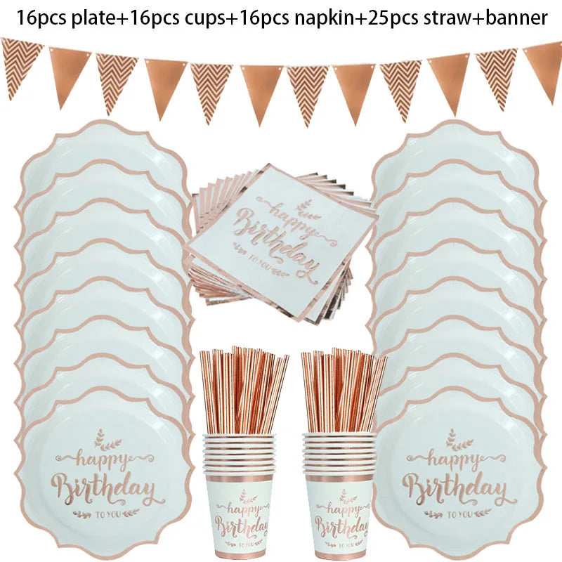 Rose Gold Party Supplies Disposable Polka Dots Paper