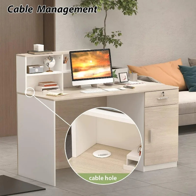 AIEGLE Reception Desk with Counter & Lockable Srotage