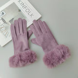 Korean Suede Leather Sports Cycling Warm Gloves Women's