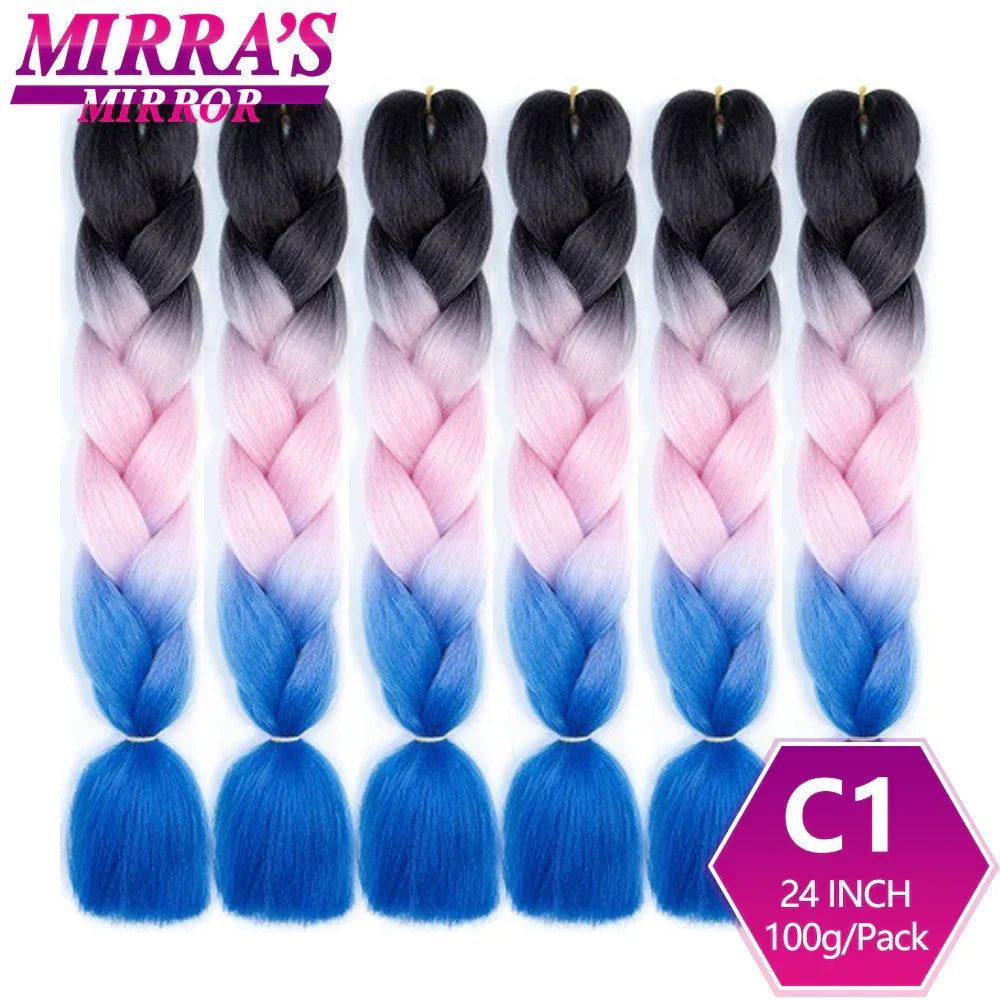 Synthetic Jumbo Braids Hair Omber Braiding Hair Extensions for Women Yaki Texture Black Blue Fake Hair Mirra’s Mirror