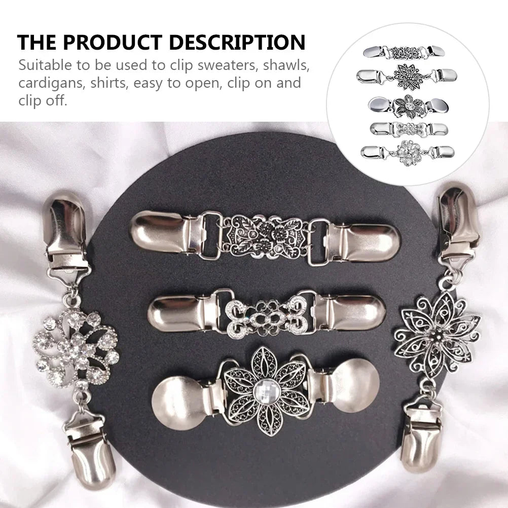 5 Pcs Alloy Sweater Clip Retro Scarf Vintage