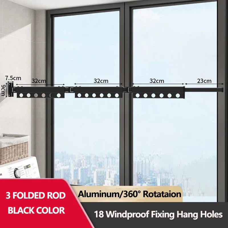 Extendable Clothesline Retractable Clothes Hanger Rack Folding Wall