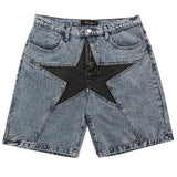 Streetwear Harajuku Denim Shorts 2023 New Men Patchwork