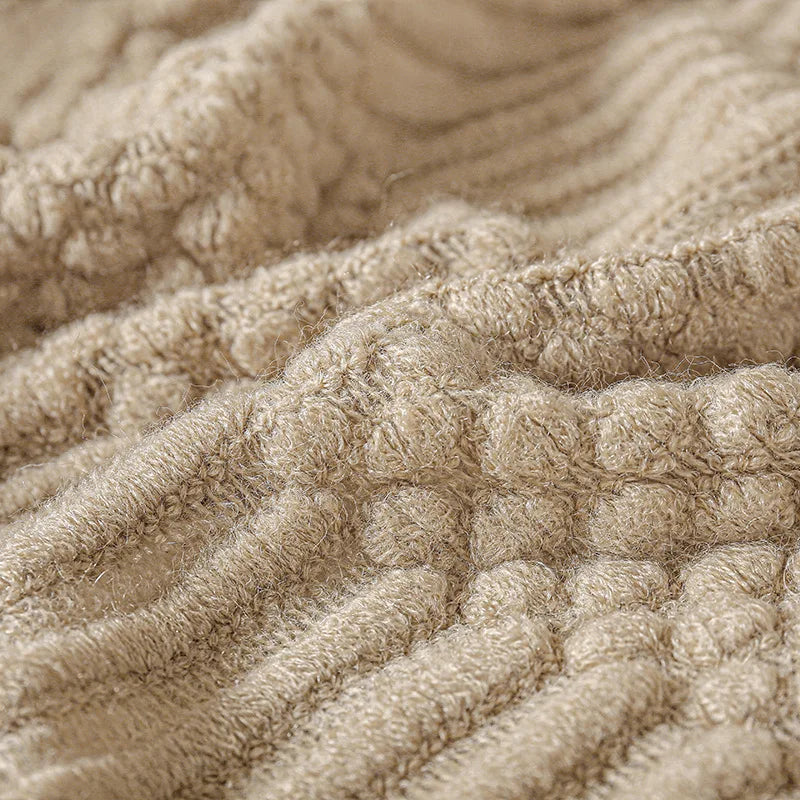 Textured Knitted Throw Blankets with Tassels Cozy Woven