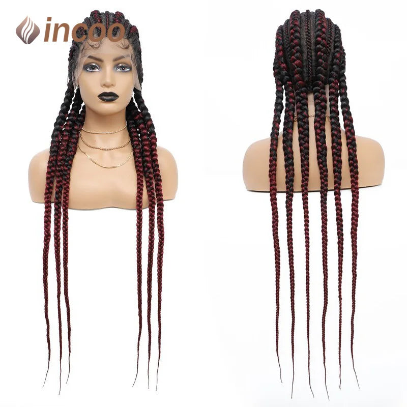 36" Full Lace Frontal Wigs For Women Cornrow