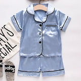 Toddler Girls Silk Satin Pajamas Sets Cartoon Kids