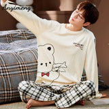 Big Size Autumn New Mens Casual Pajamas Set