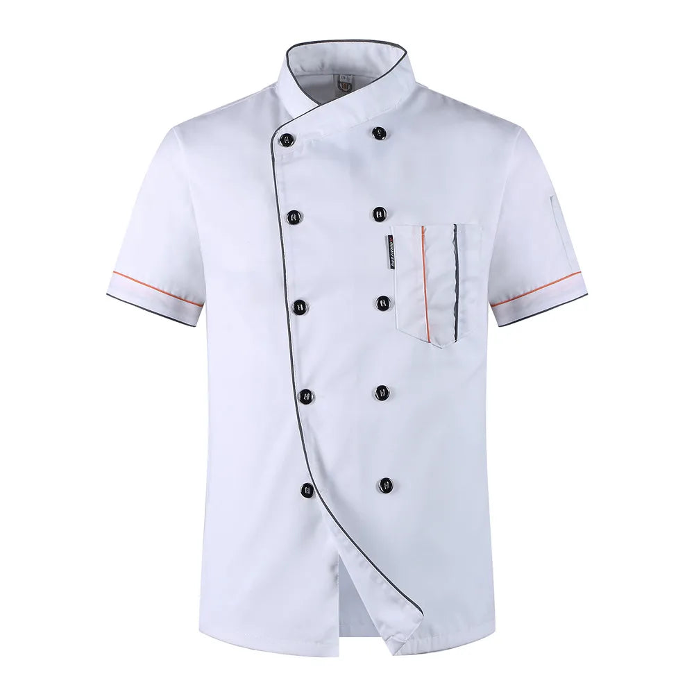 Short Sleeve Restaurant Chef Kitchen Work Uniforms Double