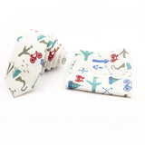 Men Linen Plant Ainmal Ties Set Pocket Handkerchief