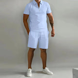 Summer New Solid Color Men's Sets High Street