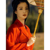 Red Chinese Traditional Hanfu Ladies Ancient Swordsman Cosplay