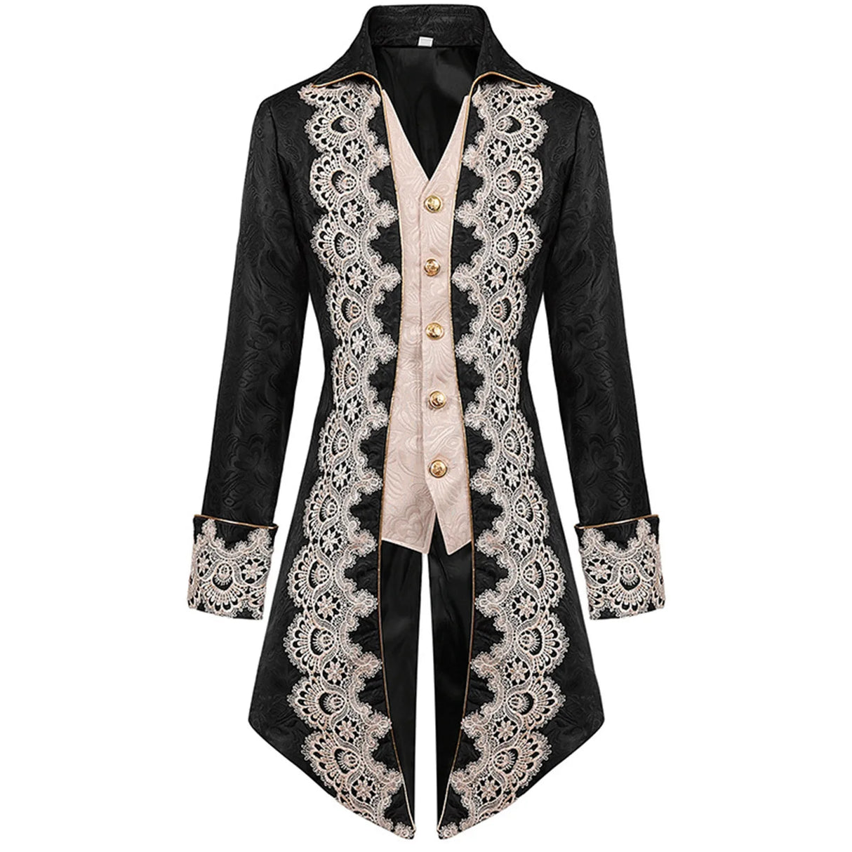 Men Double Long Coat Mens Long Steampunks Embroidered
