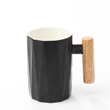 Nordic Wooden Handle Ceramic Porcelain Mug Coffee Cups