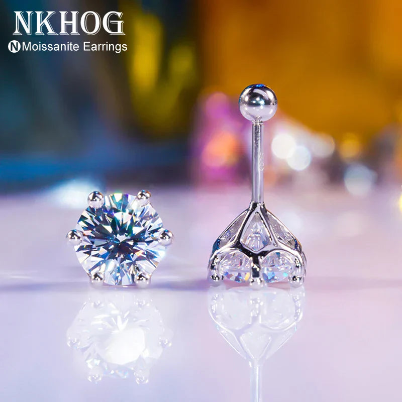 NKHOG Real 2 Carat 8mm Moissanite Stud Earrings