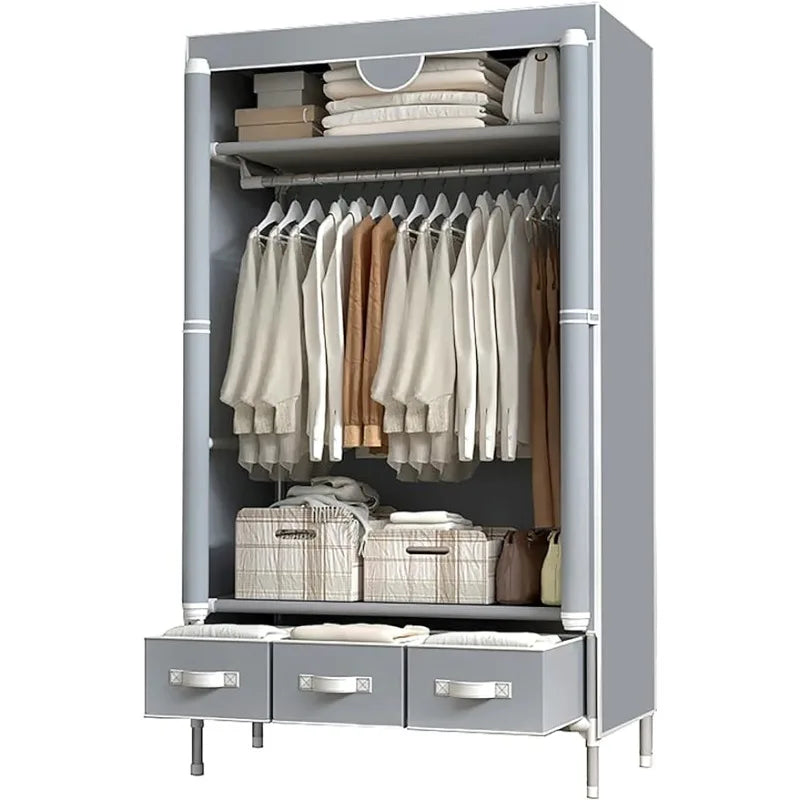 ASSICA Portable Clothes Closet Rolling Door Wardrobe with