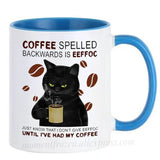 Funny Cat Mugs Coworker Gifts Coffee Spelled Backwards