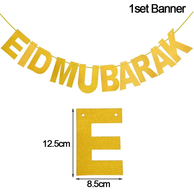 Gold Eid Mubarak Disposable Tableware Star Moon Gilded