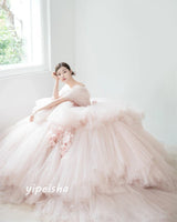 Yipeisha Intricate Exquisite Strapless Ball Gown Flower Draped