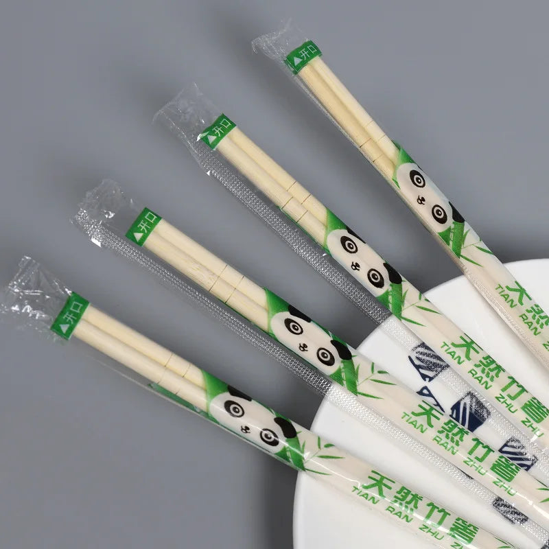 100Pairs Disposable Bamboo Wood Chopsticks Restaurant Individual Package