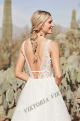 VIKTORIA Pastrol Wedding Dresses Vneck Backless Tulle For