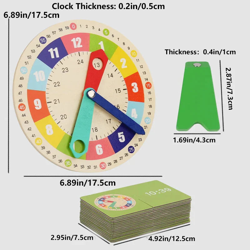 Wooden Clock Model Teaching Aid,Montessori Learning Clocks with