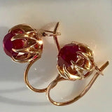 Exquisite Women Gold Plated Red Dangle Earrings for