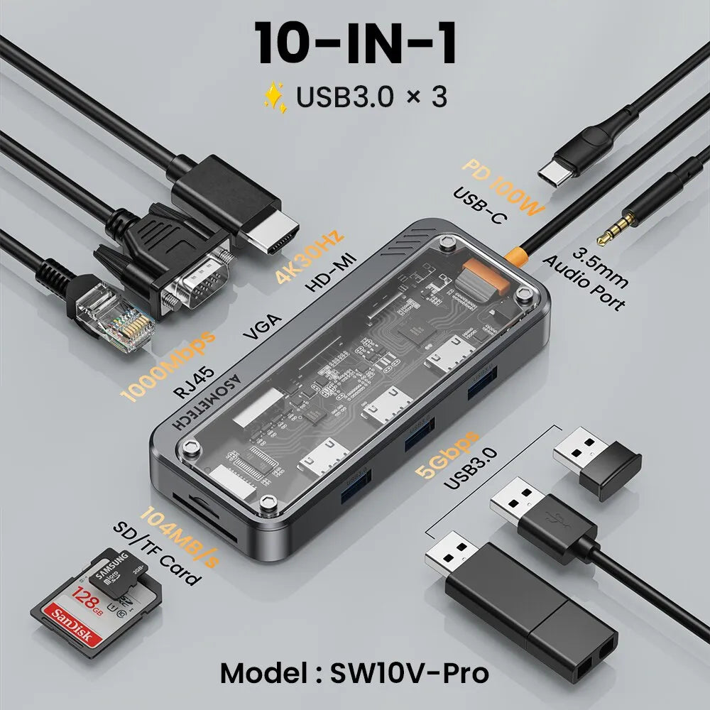 4K 5GB USB C Hub Dock Station Type