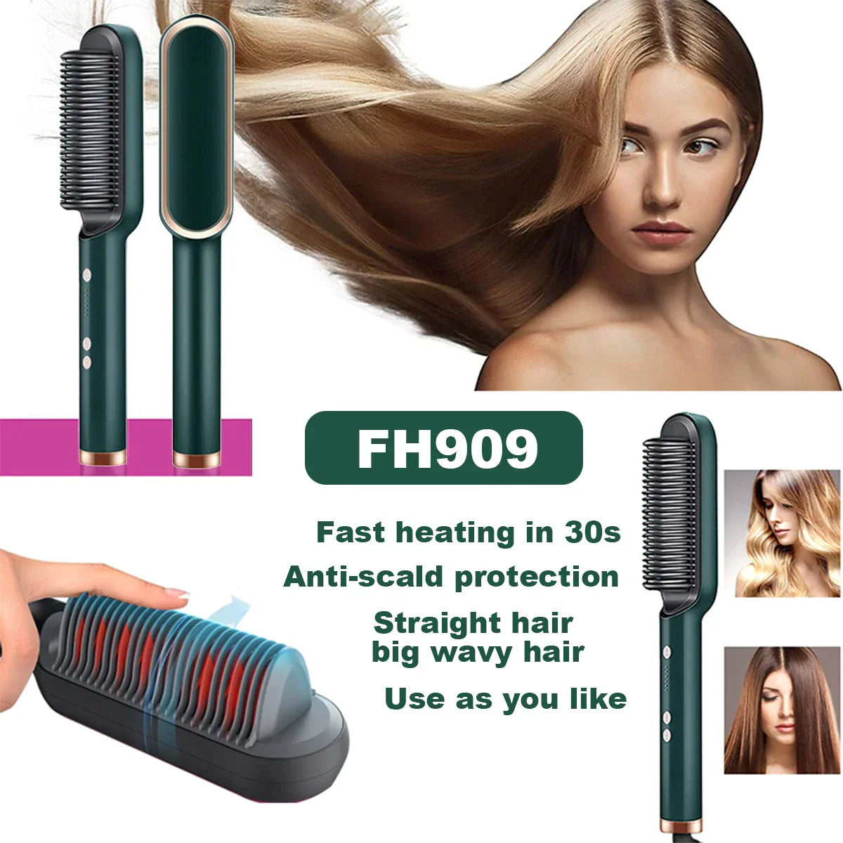 3 in 1 Electric Hot Heating Comb Hair