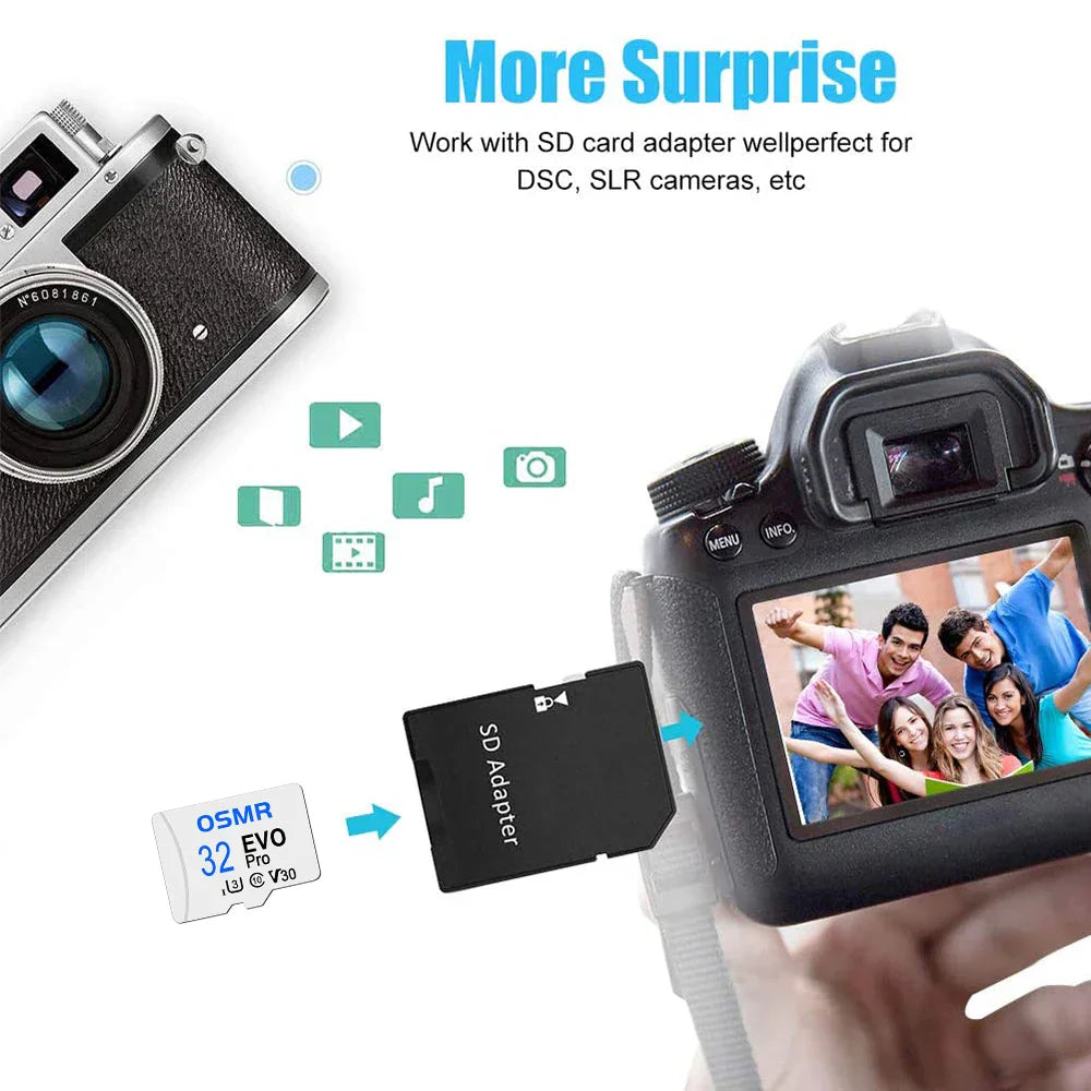 White Mini SD Card 64GB 32GB Flash Memory