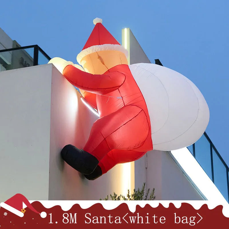 FT Tall Christmas Inflatable Hanging Santa Santa Gift