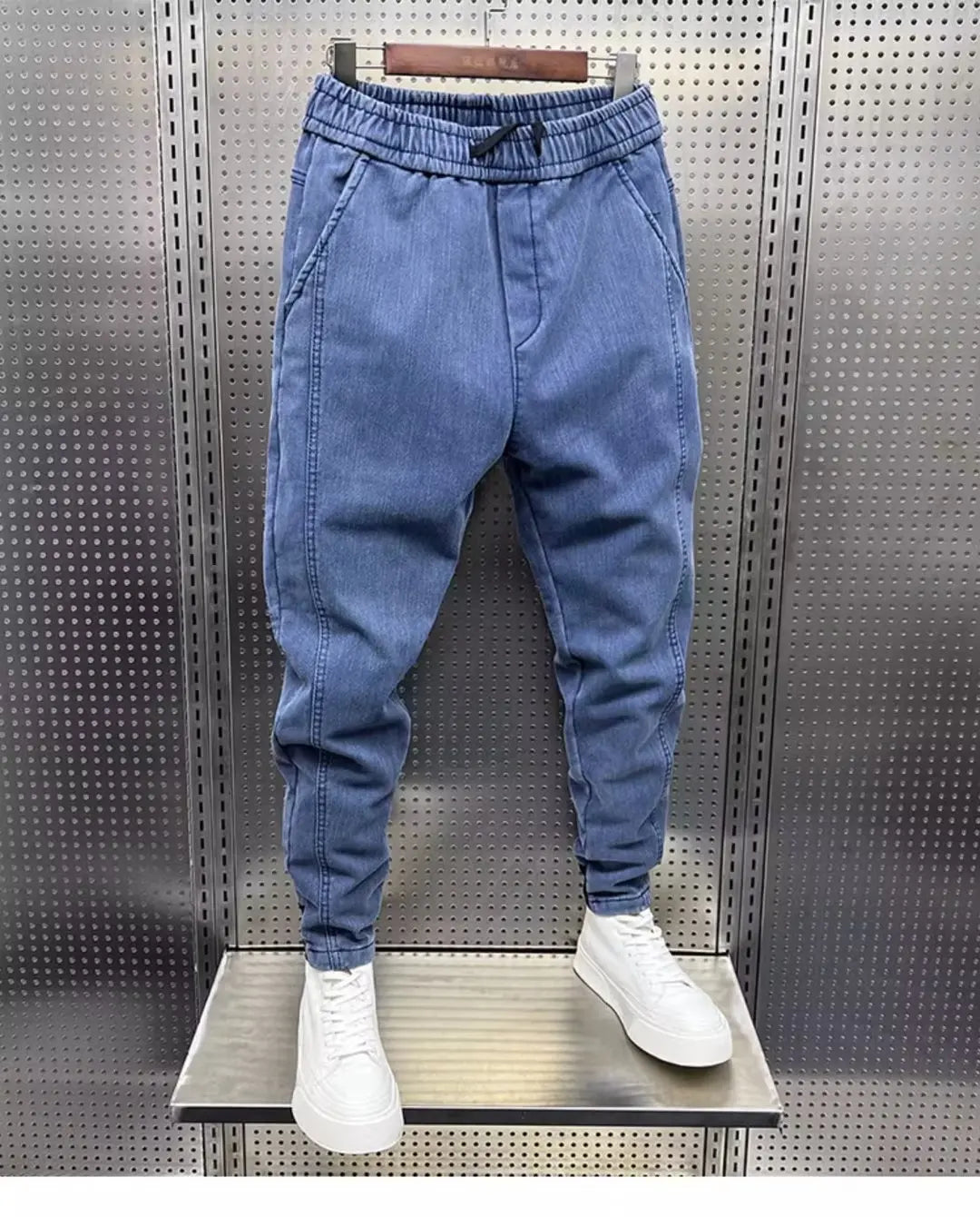 Fashion Street Style Skinny Jeans Men Warm Plus