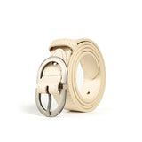 BEAUTODAY Belt Women Genuine Cow Leather Metal Oval