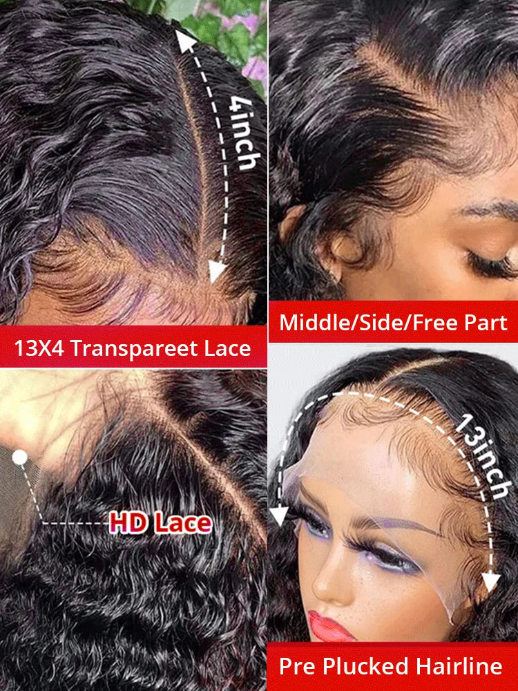 Transparent 13x4 360 HD Water Wave Lace Front