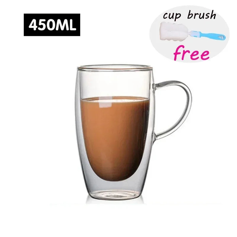 Double Wall Glass Cup Heat Resistant Transparent High