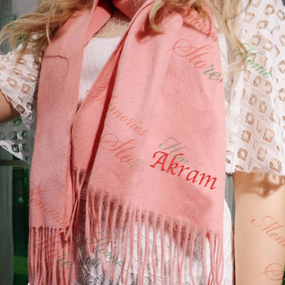 Personalised Embroidered Scarf with Initials or Name Wedding