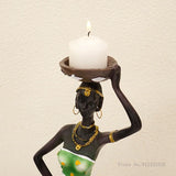 Creative Europe African Black Figure Sculpture Candle Holder,