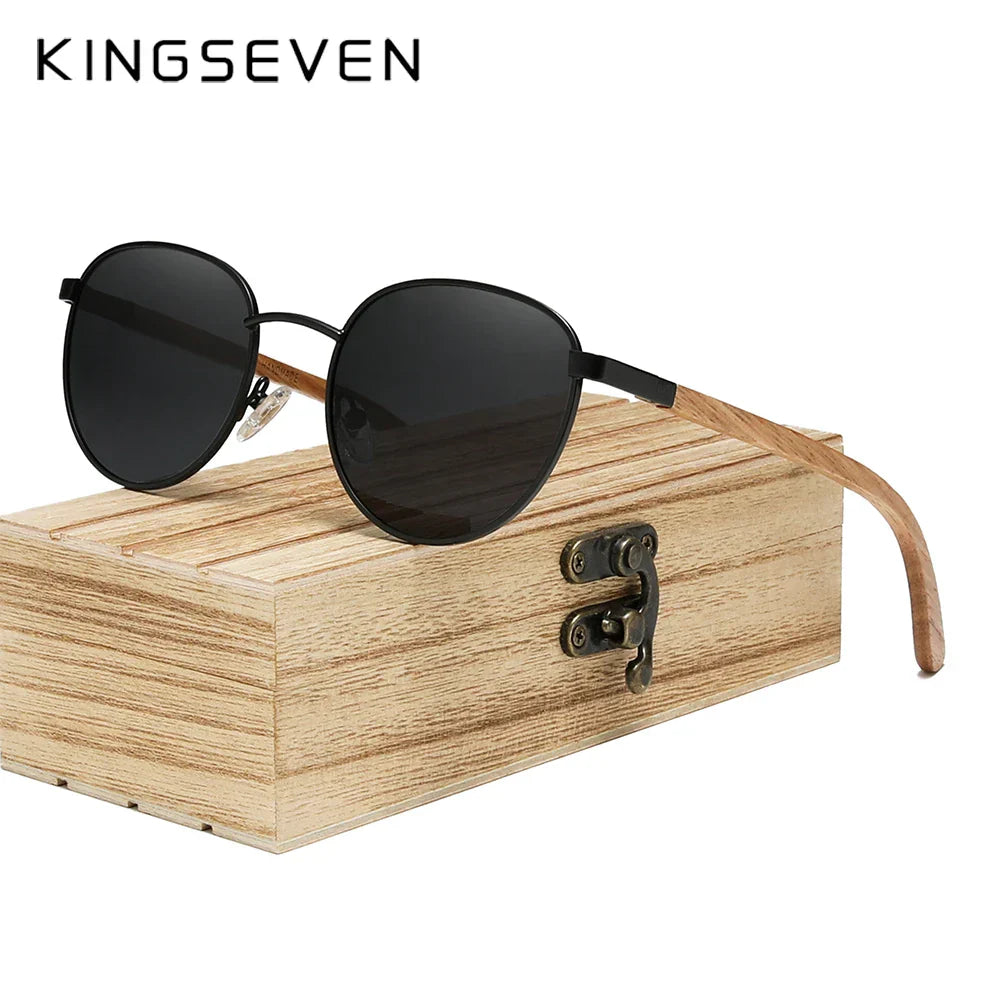 KINGSEVEN Sunglasses For Men UV400 Polarized Women’s  Eyeglass Frame Natural Wood Fashion Sun Glasses  Protection Eyewear