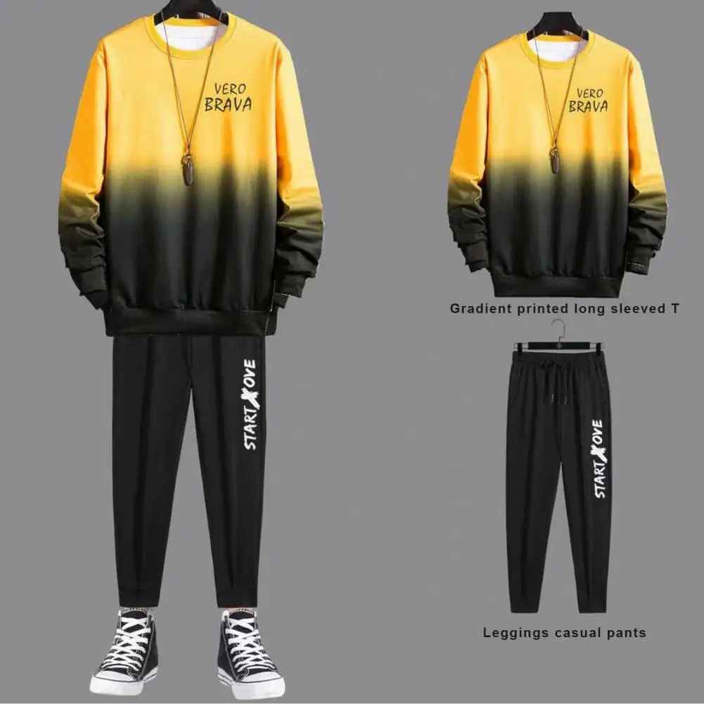 Men Suit with Long Sleeve Top Men Two-piece