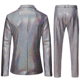 Mens Stage Prom Suits Shiny Rainbow Plaid Sequin
