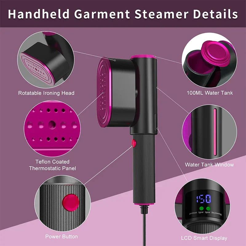 1200W Foldable Handheld Garment Steamer Portable Electric Steam